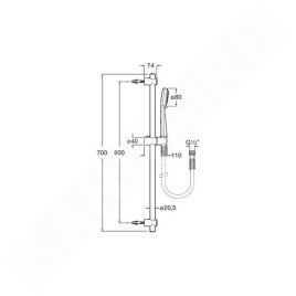 Roca Stella - Ensemble de pommeau de douche, barre et flexible, 3 jets, chrome A5B1403C00