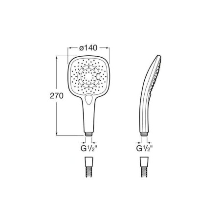 Roca Plenum - Pommeau de douche, 3 jets, chrome A5B1110C00