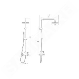Roca Loft - Ensemble de douche avec mitigeur, diamètre 200 mm, 1 jet, chrome A5A9743C00