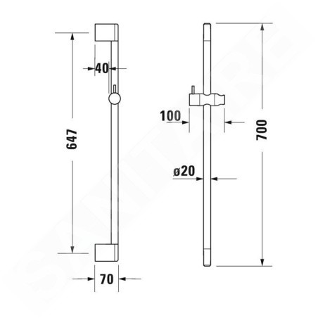Duravit Accessoires - Barre de douche 700 mm, chrome UV0600003010