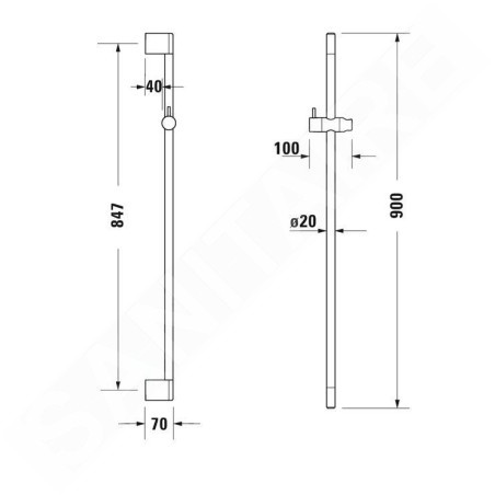 Duravit Accessoires - Barre de douche 900 mm, noir mat UV0600004046