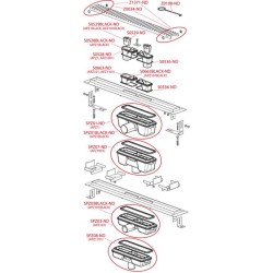 Alcadrain Douchegoten - Caniveau de douche 650 mm, avec rebord pour grille perforée, acier inoxydable APZ1101-650