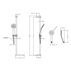 Sapho Douches - Ensemble de douche Brit avec support coulissant, chrome 1202-25