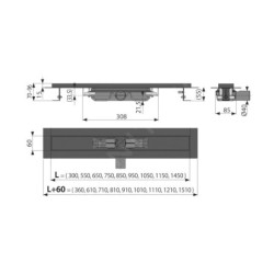 Alcadrain Douchegoten - Bac à douche 1050 mm, avec bord pour grille perforée, noir mat APZ101BLACK-1050