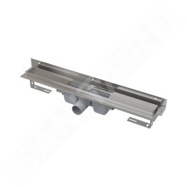 Alcadrain Douchegoten - Caniveau de douche Flexible 550 mm, avec collier ajustable au mur, inox APZ4-550