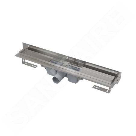 Alcadrain Douchegoten - Caniveau de douche Flexible 550 mm, avec collier ajustable au mur, inox APZ4-550