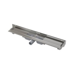 Alcadrain Douchegoten - Caniveau de douche Flexible Low 650 mm, avec collier ajustable au mur, inox APZ104-650