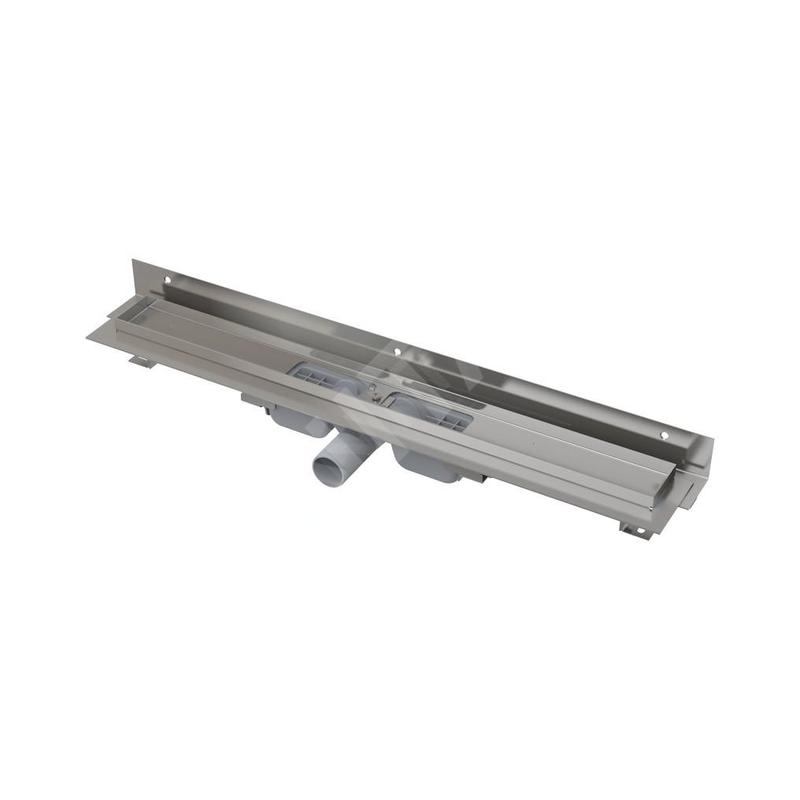 Alcadrain Douchegoten - Caniveau de douche Flexible Low 550 mm, avec collier ajustable au mur, acier inoxydable APZ104-550