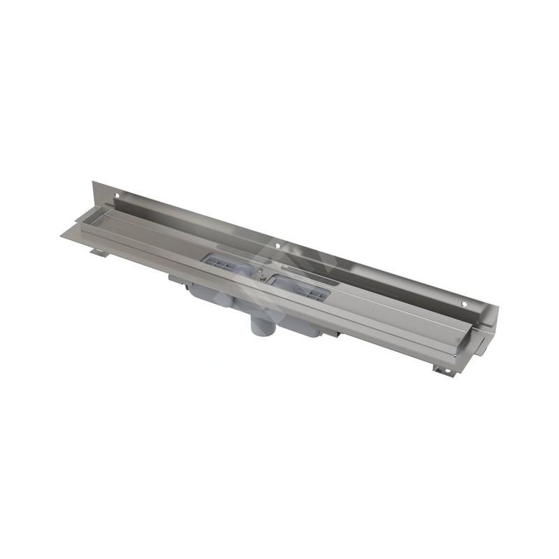 Alcadrain Douchegoten - Receveur de douche Flexible Low 1050 mm, avec collier réglable au mur, écoulement vertical, acier
