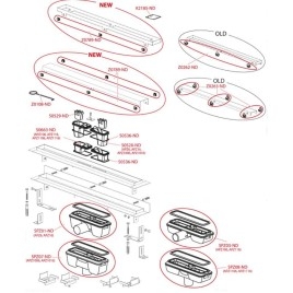 Alcadrain Douchegoten - Caniveau de douche Professional 950 mm, avec rebord pour grille pleine, évacuation verticale, inox