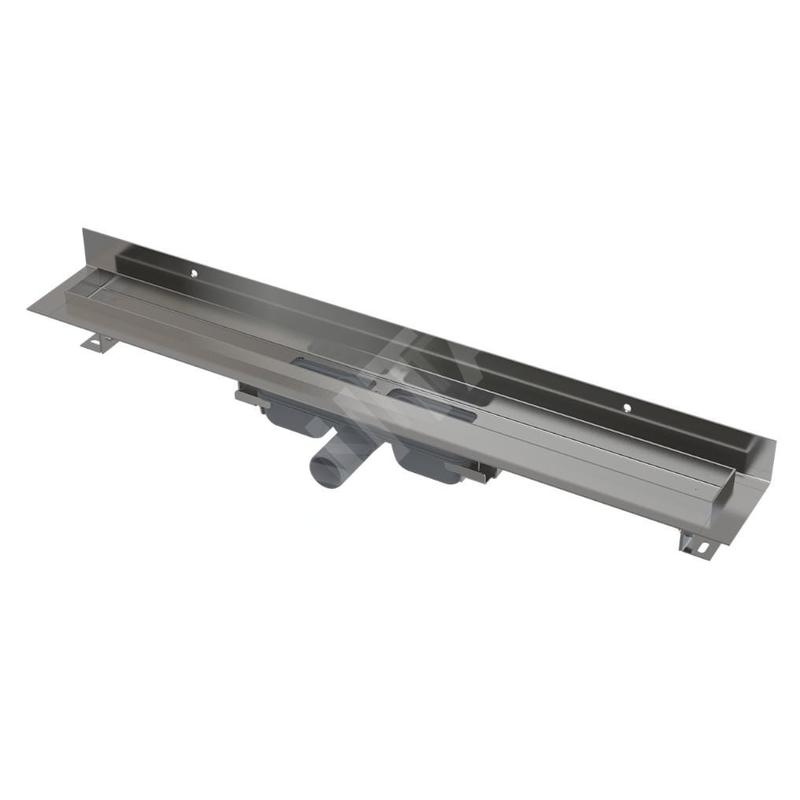 Alcadrain Douchegoten - Bac à douche Wall Low 550 mm, avec rebord pour grille pleine et collier de fixation au mur, acier