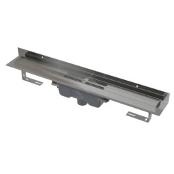 Alcadrain Douchegoten - Bac à douche Wall 300 mm, avec collier fixe au mur, écoulement vertical, acier inoxydable APZ1016-300