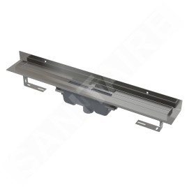 Alcadrain Douchegoten - Caniveau de douche Wall 1150 mm, avec collier fixe au mur, évacuation verticale, inox APZ1016-1150