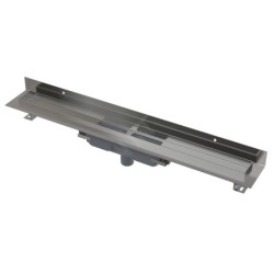 Alcadrain Douchegoten - Caniveau de douche Wall \Low 1150 mm, avec collier fixe au mur, évacuation verticale, inox APZ1116-1150