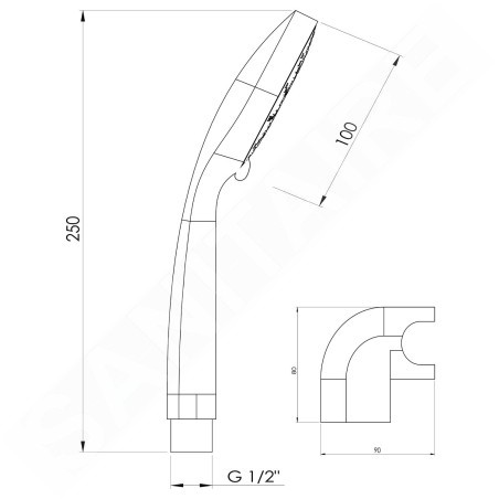 Aqualine Douches - Ensemble de douche 100, 2 jets, support rotatif, chrome 11454