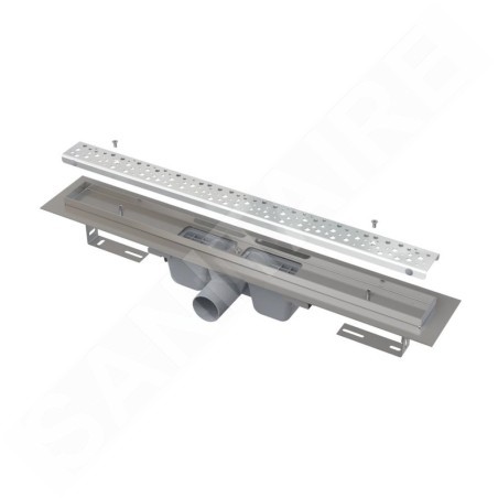 Alcadrain Douchegoten - Bac à douche Antivandale 1050 mm, avec grille, acier inoxydable brillant APZ11-1050L