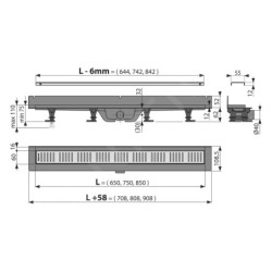 Alcadrain Douchegoten - Caniveau de douche Wall 850 mm, avec collier de fixation au mur, inox mat APZ30-850M
