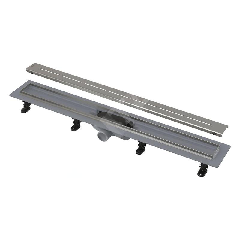 Alcadrain Douchegoten - Bac à douche Simple 850 mm, avec rebord en acier inoxydable, avec grille, tapis en acier inoxydable