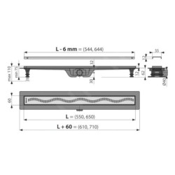 Alcadrain Douchegoten - Bac à douche Simple 550 mm, avec bord pour grille perforée, grille incluse, tapis en acier inoxydable
