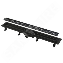 Alcadrain Douchegoten - Bac à douche Simple 550 mm, avec bord pour grille perforée, grille incluse, noir mat APZ10BLACK-550M