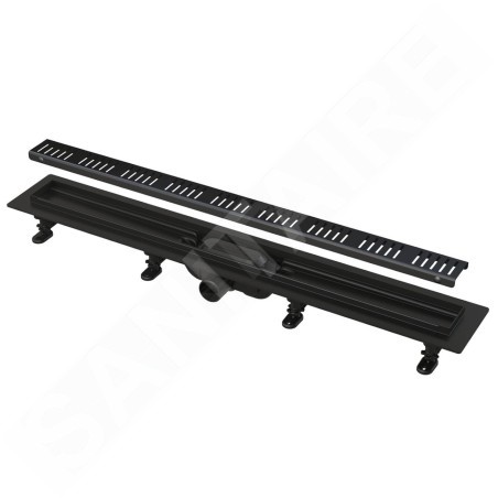Alcadrain Douchegoten - Bac à douche Simple 550 mm, avec bord pour grille perforée, grille incluse, noir mat APZ10BLACK-550M