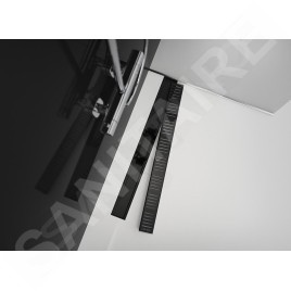 Alcadrain Douchegoten - Bac à douche Simple 550 mm, avec bord pour grille perforée, grille incluse, noir mat APZ10BLACK-550M