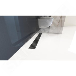 Alcadrain Douchegoten - Bac à douche Simple 550 mm, avec bord pour grille perforée, grille incluse, noir mat APZ10BLACK-550M