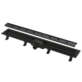 Alcadrain Douchegoten - Caniveau de douche Simple 850 mm, avec rebord pour grille perforée, grille incluse, noir mat