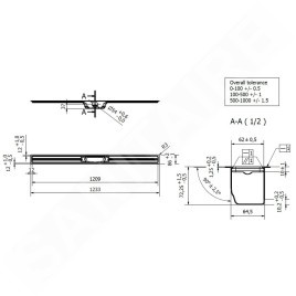 I-Drain Linear 72 - Caniveau de douche en inox, longueur 1200 mm, avec étanchéité ID5M12001X1