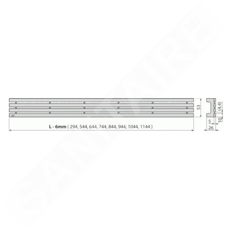 Alcadrain Grilles - Caillebotis pour auge linéaire 300 mm, en acier inoxydable mat GAP-300M