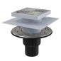 Alcadrain Douchegoten - Siphon de sol, droit 150x150 mm, diamètre 50/75 mm, 2ème niveau d'isolation, acier inoxydable/plastique