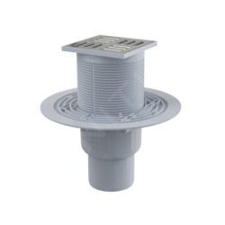 Alcadrain Douchegoten - Siphon de sol 105x105 mm, diamètre 50/75 mm, arrêt des odeurs d'eau, acier inoxydable/plastique APV2311