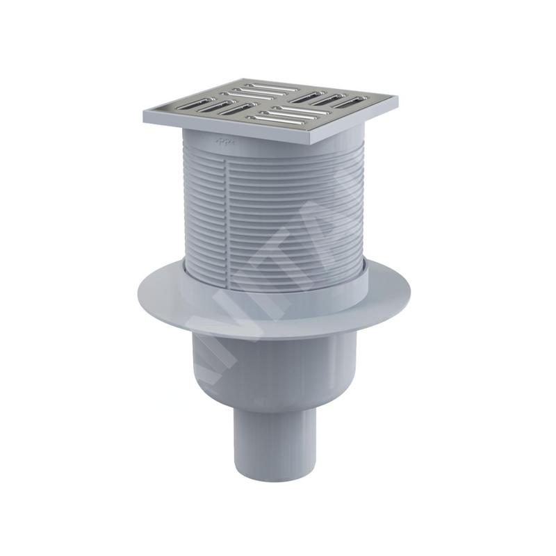 Alcadrain Douchegoten - Siphon de sol 105x105 mm, diamètre 50 mm, arrêt des odeurs d'eau, acier inoxydable/plastique APV2