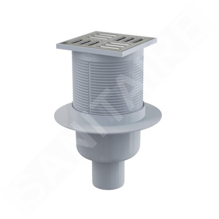 Alcadrain Douchegoten - Siphon de sol 105x105 mm, diamètre 50 mm, arrêt des odeurs d'eau, acier inoxydable/plastique APV2