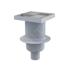 Alcadrain Douchegoten - Siphon de sol droit 150x150 mm, diamètre 50 mm, arrêt des odeurs d'eau, acier inoxydable/plastique