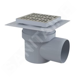 Alcadrain Douchegoten - Siphon de sol, côté 150x150 mm, diamètre 110 mm, 2ème niveau d'isolation, arrêt des odeurs d'eau, acier