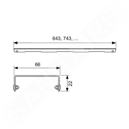 Tece TECEdrainline - Grille Basic pour caniveau de douche 800 mm, inox brossé 600811
