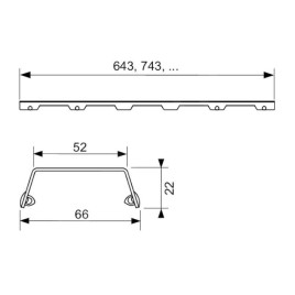 Tece TECEdrainline - Grill pour caniveau de douche 800 mm, inox poli 600882