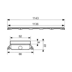 Tece TECEdrainline - Grille pour caniveau de douche 1200 mm, verre/vert 601290