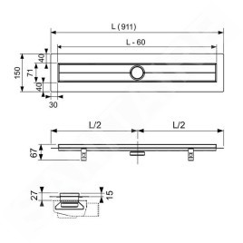 Tece TECEdrainline - Caniveau de douche 900 mm, avec bande d'étanchéité Seal System, acier inoxydable 600900