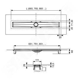 Tece TECEdrailine-Evo - Caniveau de douche Evo 700 mm, avec bride, couvercle de protection, acier inoxydable 600702