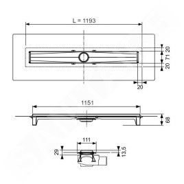 Tece TECEdrailine-Evo - Caniveau de douche Evo 1200 mm, avec bride, couvercle de protection, acier inoxydable 601202