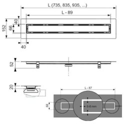 Tece TECEdrainline - Caniveau de douche 800 mm, pour coller des carreaux, avec couvercle, acier inoxydable 650800