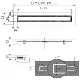 Tece TECEdrainline - Caniveau de douche 900 mm, pour coller des carreaux, avec couvercle, acier inoxydable 650900
