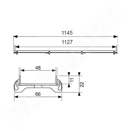 Tece TECEdrainline - Grille pour pavage 1200 mm, acier inoxydable 601270
