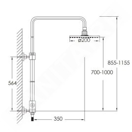 Steinberg 100 - Set de douche sans robinetterie, diamètre 200mm, noir mat 100 2770 S