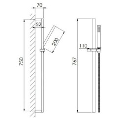 Steinberg 135 - Set de pommeau de douche, barre et flexible, nickel brossé 135 1600 BN