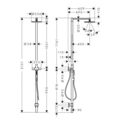 Axor Starck - Set de douche avec thermostat, diamètre 24 mm, 1 jet, chrome noir brossé 12672340