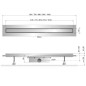 Sapho Omp Tea Esseflow - Caniveau de douche en inox Spring avec grille, pose libre, 1010x60x80 mm, pour espace, inox 6963.401.8