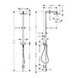 Axor Starck - Set de douche avec thermostatique, diamètre 24 cm, 1 jet, aspect inox 12672800
